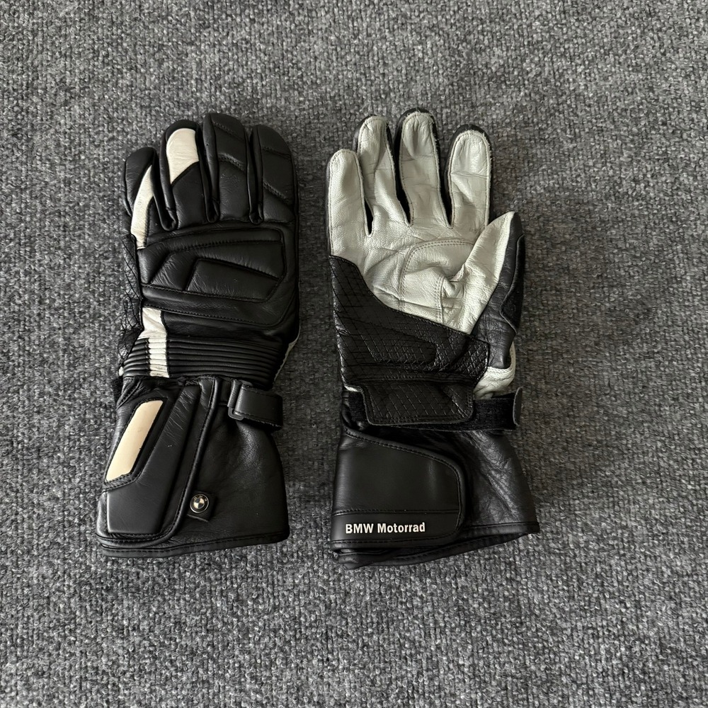 BMW Motorrad Pro Sport 3 Leather Motorcycle Gloves Black White Mens Size 10-10.5